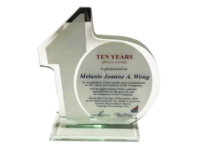 10 years plaque